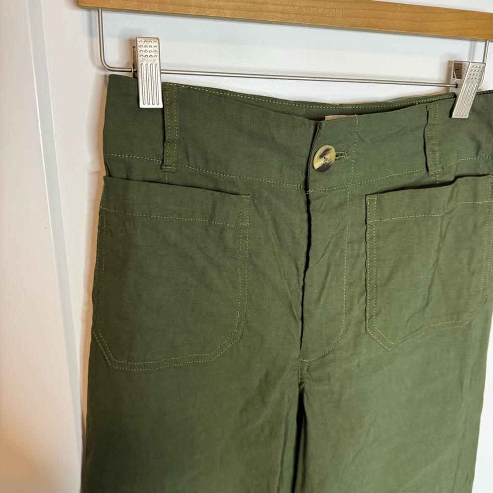 Anthropologie Maeve Colette Pants Wide Leg Crop High Rise Green Size 27 - Picture 3 of 7